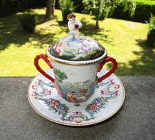 Tasse couverte à Chocolat Porcelaine De  Florence Doccia Ginori XIXe Capodimonte