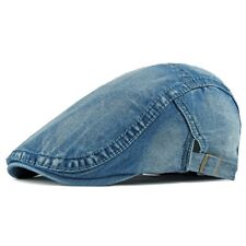 Bérets en Denim Délavés Ajustable Homme Femme Casquette Plate à Pointe Vintage
