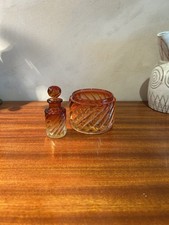 Lot Baccarat modèle “Bambou” – flacon + pot sans couvercle