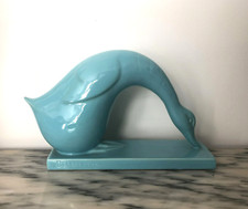 DESBARBIEUX sculpture oie ART DECO faïence signée Céramique SAINT CLEMENT 26 cm