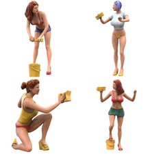 Carwash Girls Femmes Chiffres Lot 1:24 (7,7cm) non Peinte,1/24 Diorama (4