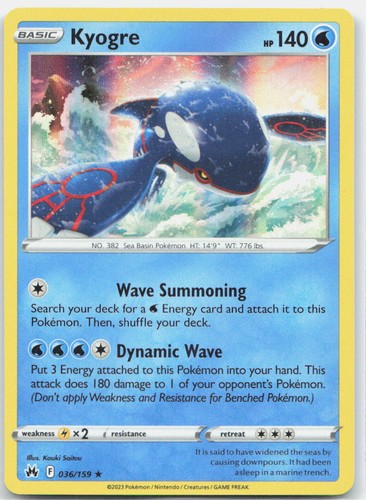 Kyogre 036 159 holo - 036/159, rare