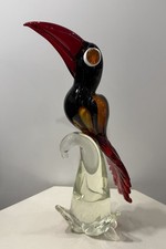 SCULPTURE GRAND OISEAU TOUCAN EN VERRE DE MURANO DESIGN 20eme FAÇONNÉ A LA MAIN
