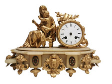 Ancienne Pendule Horloge MARTI en Albatre HERSANT  1871