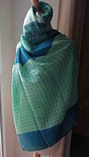 foulard bleu canard vert :: 70 x 180 cm