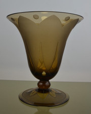 Vase Verre Fumé Soufflé 1930 Art Deco à identifer DAUM ? SCHNEIDER ?