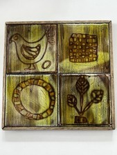 CERAMIQUE ROBERT ET JEAN CLOUTIER 4 CARREAUX CADRE EPOQUE BLIN CAPRON JOUVE