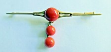 BIJOU ANCIEN BROCHE CORAIL OR