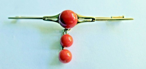 Bijou ancien broche corail - broche, or