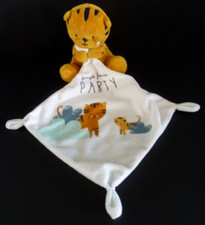 912. DOUDOU PELUCHE SIMBA TIGRE mouchoir Jungle friends party JAUNE BLANC NEUF*