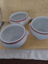 3 BOLS à gratinées porcelaine d'Auteuil service bistrot Jacques LOBJOY