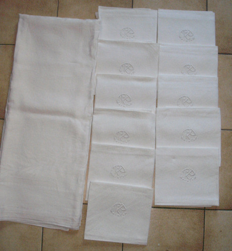 Service table ancien nappe - service,
