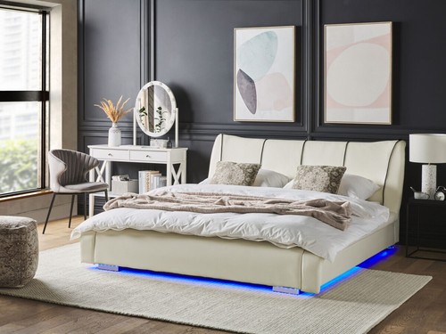 Design cuir véritable lit - cuir,