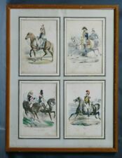 Gravure aquarellée 19ème Militaria Guerre Cavalerie Cuirassier Dragon Sapeur