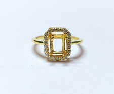 925 Argent Semi Montage 5x7 MM Octogone Fiançailles Bague Pose Or Plaqué Rhodium