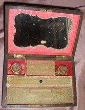 Coffret Napoléon III bois & laiton - Couture & beauté miroir / flacon de parfum