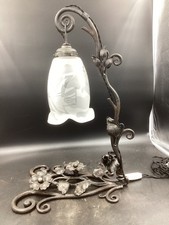 MULLER FRERES - Lampe  ART DÉCO Fer forgé et TULIPES 1920
