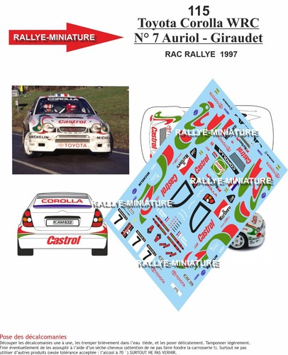 Decals ref 0115 toyota - 1/43,