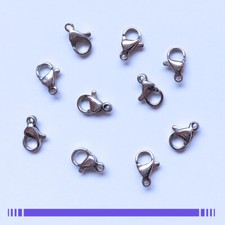 LOT 5 ou 10 Fermoirs Mousqueton (taille 12x7mm ou 10x6mm) ACIER INOXYDABLE 316