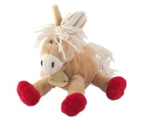 Doudou peluche Cheval Poney Ane beige rouge Histoire d ours 20 cm