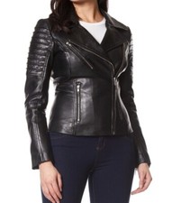 Veste En Cuir Noir Pour Femmes