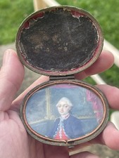 Rare Miniature Portrait Louis XVI ? Peinture Galuchat XVIII tableaux coffret