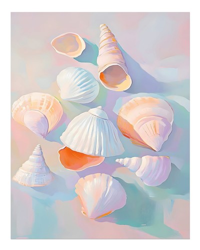 Coquilles pastel art mural
