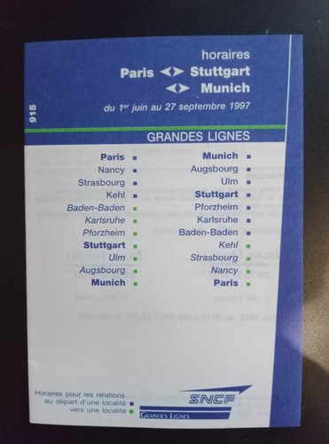 Fiche horaire sncf - horaire, paris