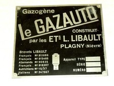 Plaque Ancienne Camion Gazogène GAZAUTO LIBAULT  Plagny Truck LKW Tracteur 