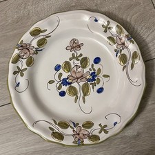 Rare et belle Assiette ancienne en faïence de Martres Tolosane Décor fleurs