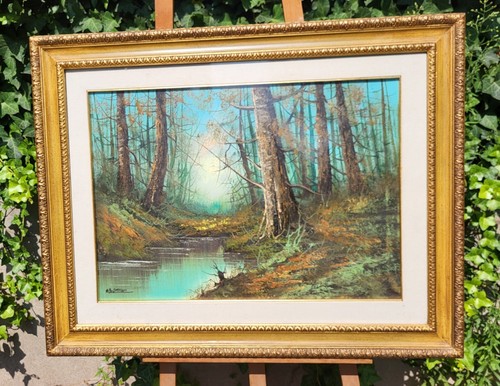 Tableau signé paysage bord - signé,