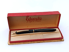 Ancien Stylo Plume Edacoto 18K Or Noir Boîte d’Origine Vintage Fountain Pen rare