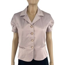 Stefanel Femme Violet Clair Manches Courtes Veste Blazer Taille Ue 38 UK 10 US 8