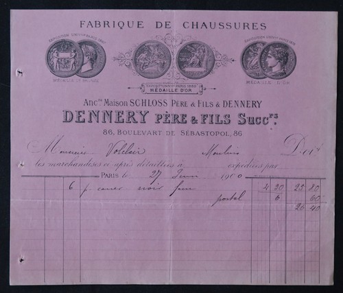 Facture paris 1900 fabrique - 1900,