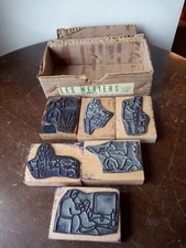 lot 6 ancien tampon scolaire encreur timbre Studia Les Metiers -1 BO ref 11088