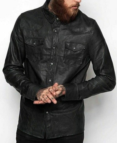 Chemise homme cuir noir - chemise, en