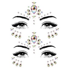 Lot de 2 pierres scintillantes pour le visage - Strass autocollants - Pierres...