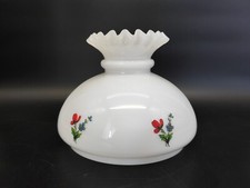 GLOBE A COLLERETTE EN OPALINE BLANCHE DECOR PETITES FLEURS DIAM 17CM I206