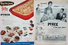PYREX plats, vaisselle   - LOT de 2 PUBLICITE - AD 1950's -  Réf : 167