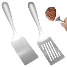 2 Pièces Spatule Plancha Inox, Spatule Cuisine Inox, spatule Barbecue, Résist...
