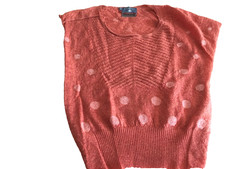 Joli petit PULL court COTELAC, orange, sans manche, laine, mohair - T 36 - NEUF