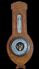 BAROMETRE THERMOMETRE ART NOUVEAU MARQUETERIE SUR RONCE DE NOYER.1900