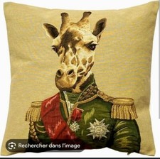 HOUSSE  COUSSIN TAPISSERIE GIRAFE GENERAL D EMPIRE DÉCORATIF 