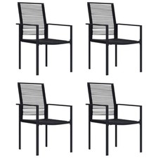 2x Chaises de Jardin Rotin PVC Noir Fauteuils Salle à Manger Patio vidaXL