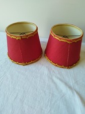 2 ancien abat jour rouge et gallons  dorés à pince lustre lampe Vintage 50’s 