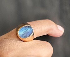 Labradorite Chevalière 22k Or