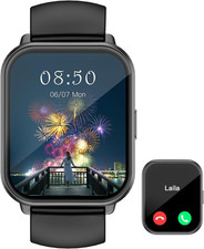 ASIAMENG Montre Connectée Homme Femme Appel Bluetooth Smartwatch Pour Android Io