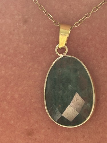 Collier dorée jade verte - collier,