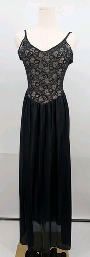 Vtg olga black lace nightgown - vtg,