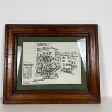 Daisy Dawint 1903-1990 Peintre Suisse Tableau ancien fusain sur papier 65x54 cm